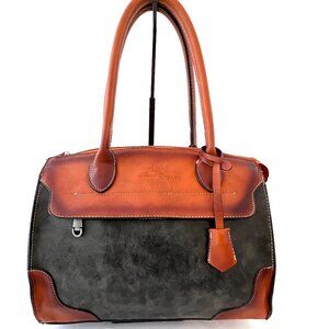 Hema Zhuofan Dark Gray & Brown Vegan Bag, Detachable Strap, NWOTS
